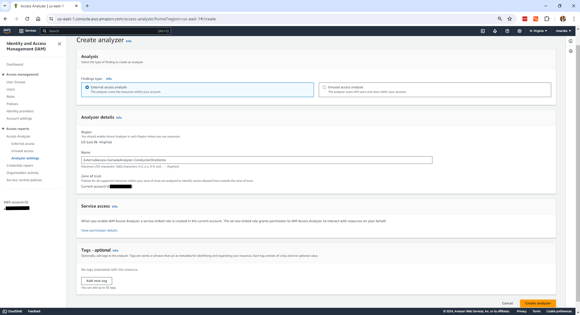 Creating an external access analyzer