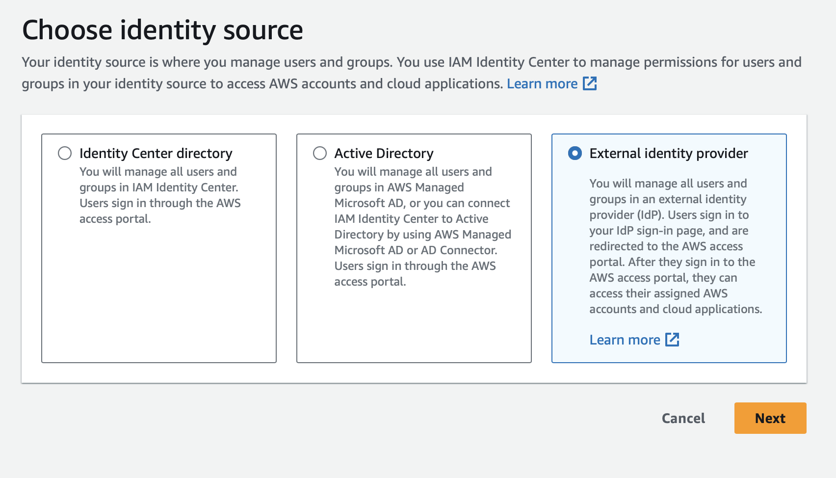 External identity provider