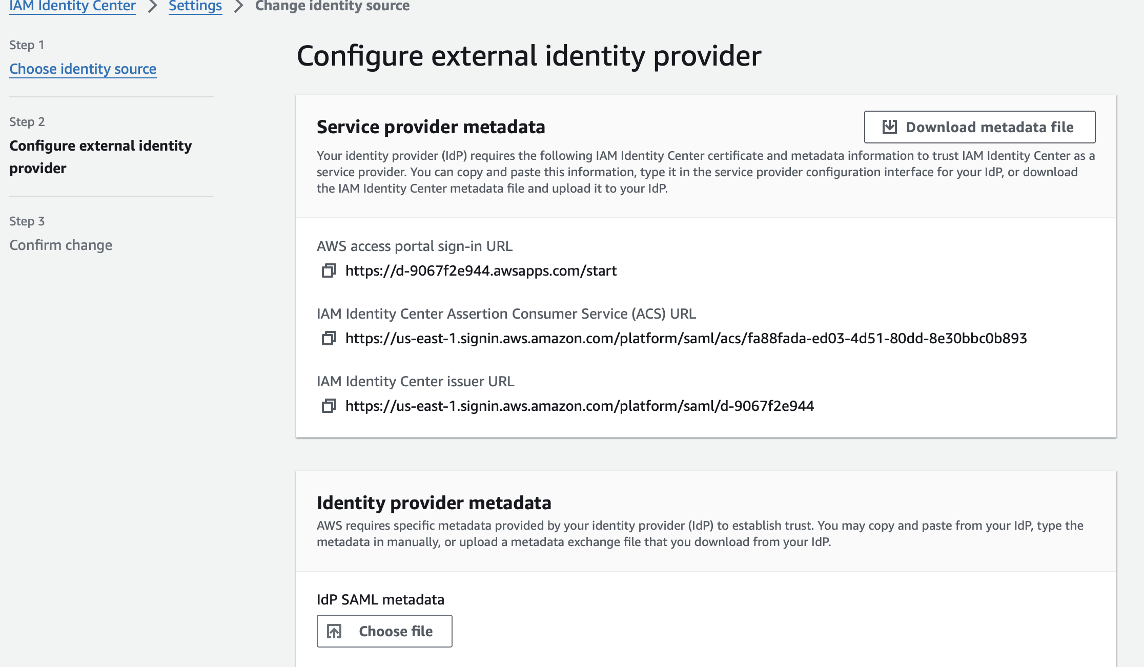 SAML configuration