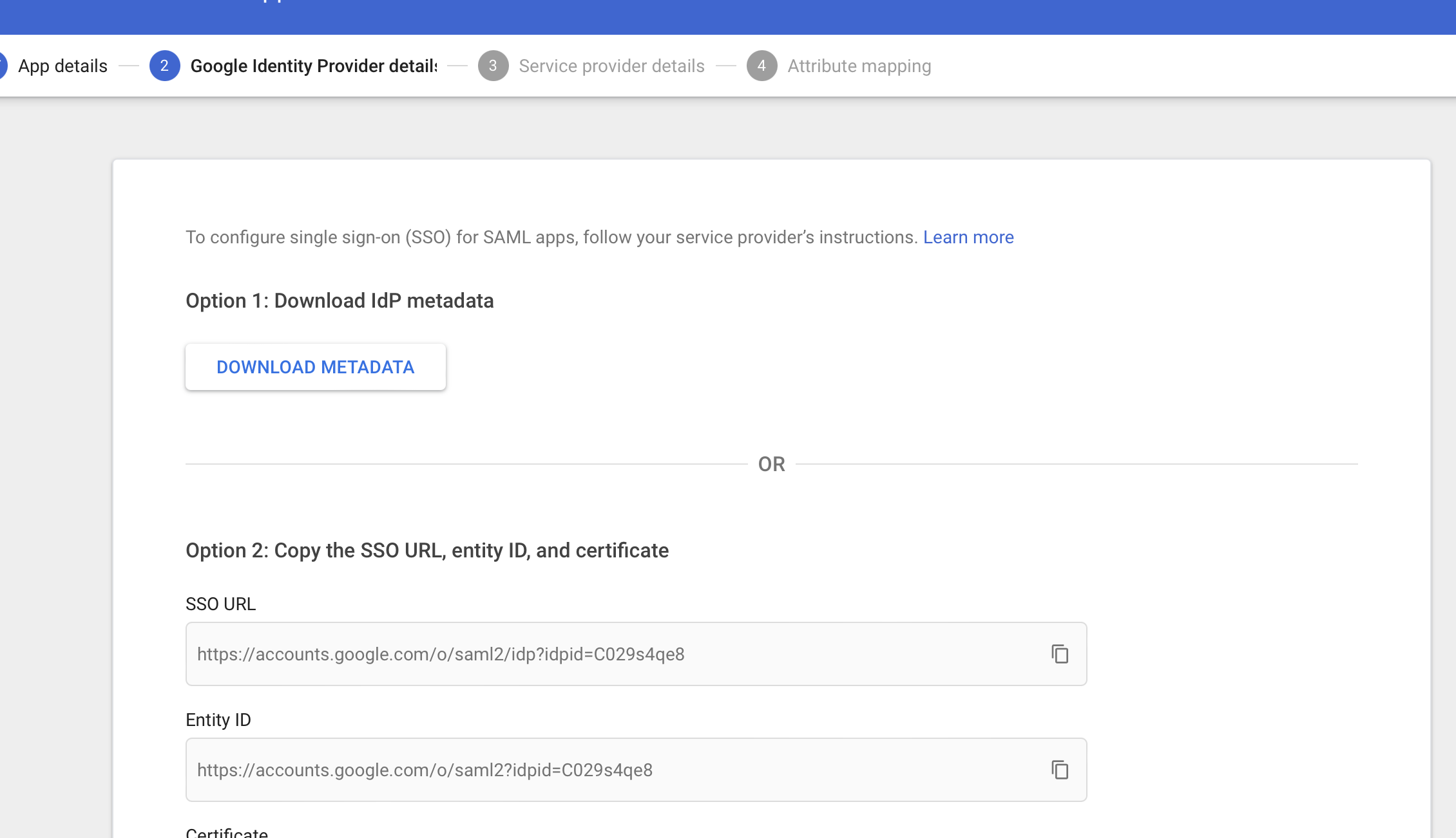 SAML parameters