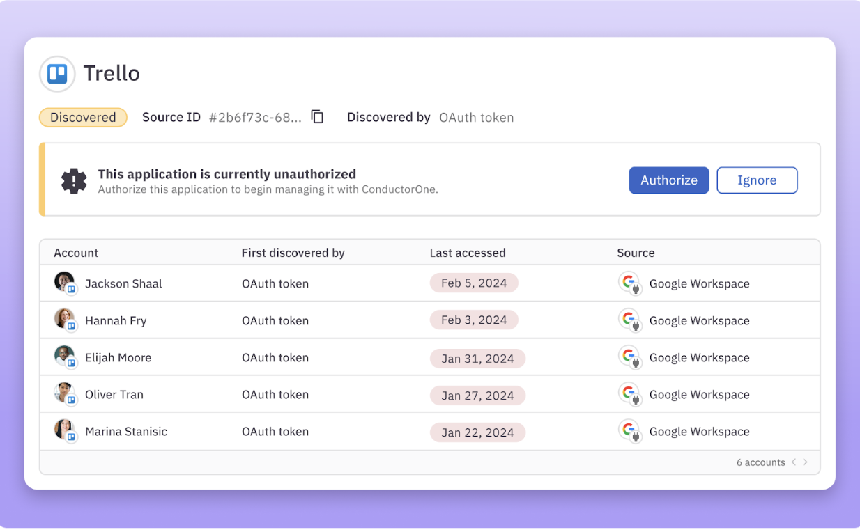 Product shot of ConductorOne shadow app detection