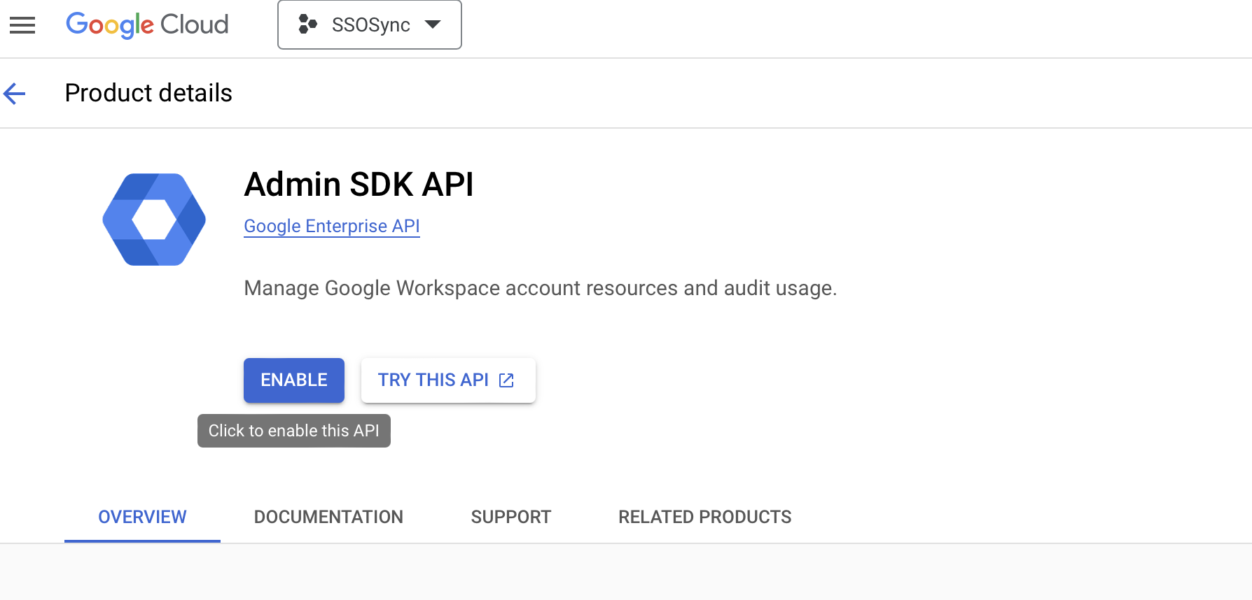 Enabling the Admin SDK API