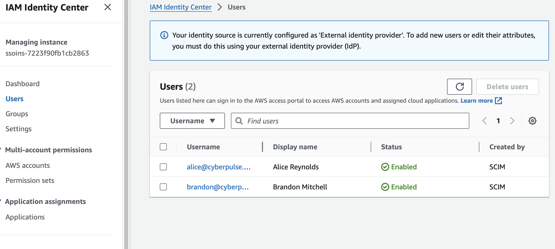 IAM Identity Center users