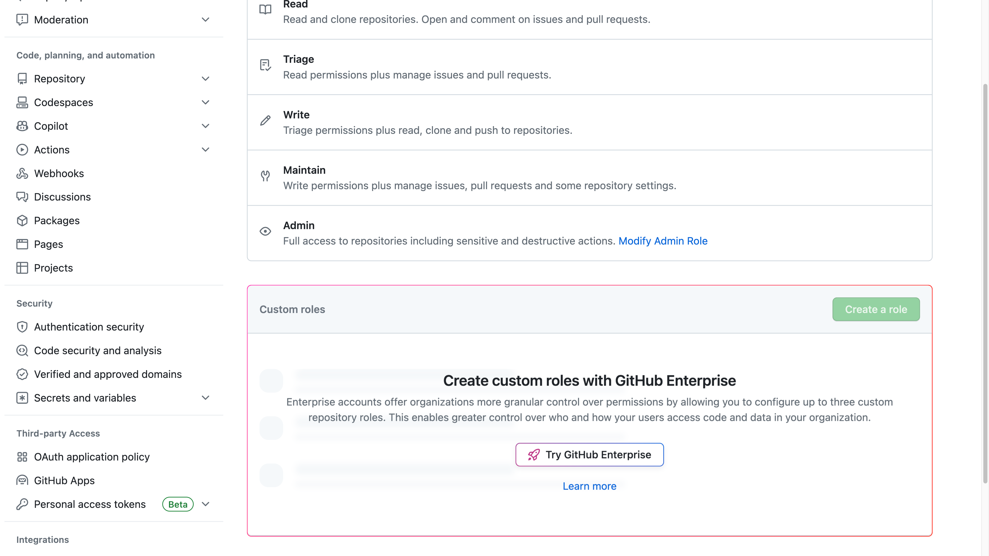 Custom repository-level roles with GitHub Enterprise