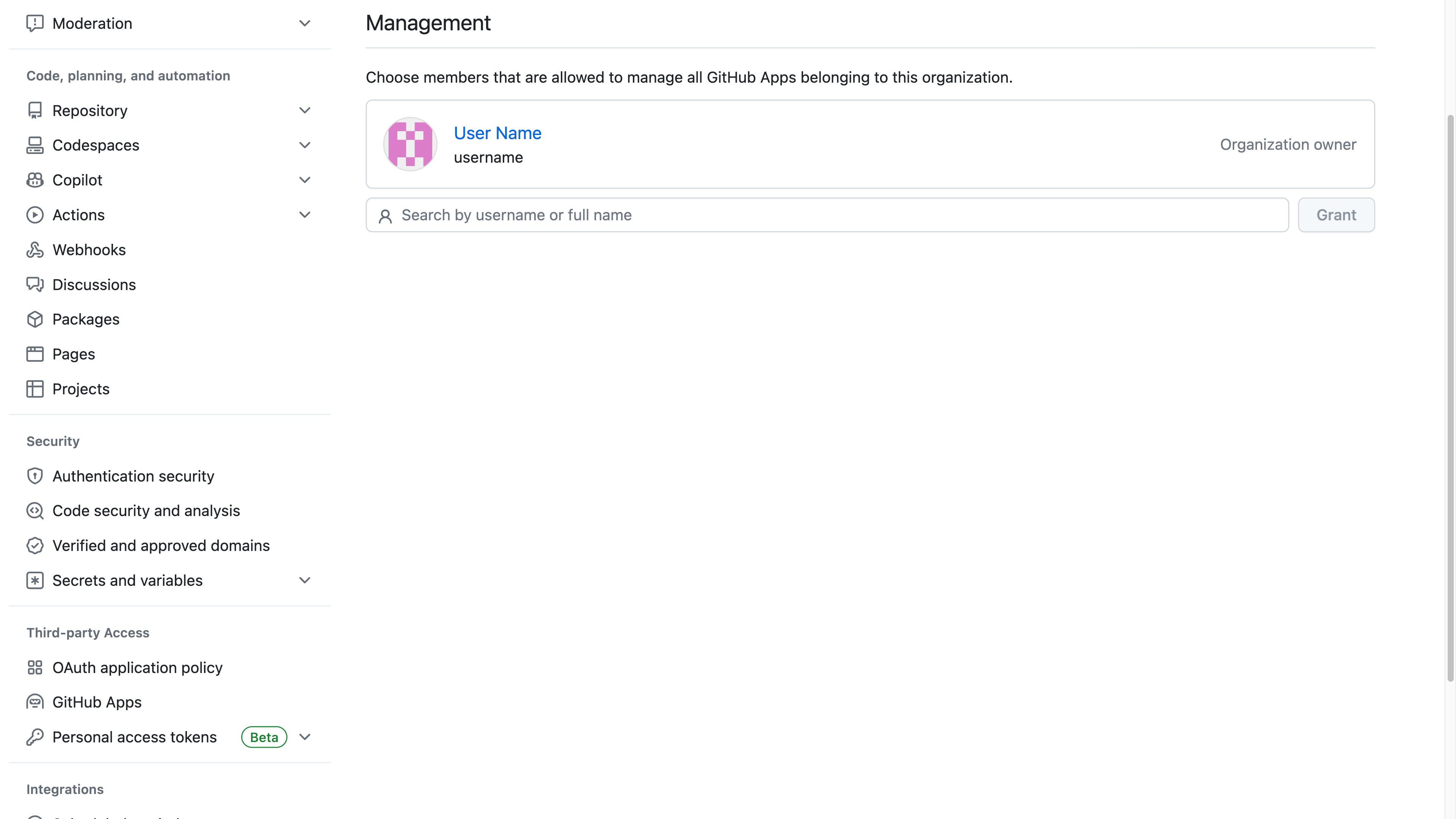 Assigning GitHub App managers